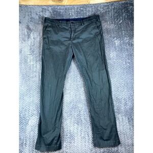 Allen Solly Pants Mens 36W Olive Green Super Slim Cotton Mid Rise Straight Leg